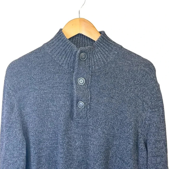 Urban Pipeline 1/4 Zip Button Pullover Collared or Mock Neck Gray Sweater Mens L - Picture 3 of 9